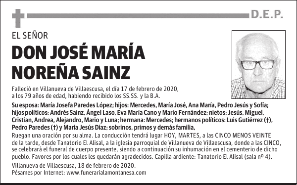 DON JOSÉ MARÍA NOREÑA SAINZ