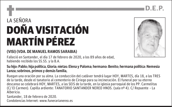 DOÑA VISITACIÓN MARTÍN PÉREZ