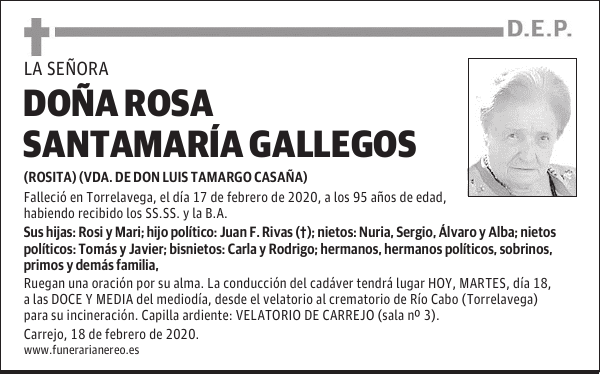 DOÑA ROSA SANTAMARÍA GALLEGOS