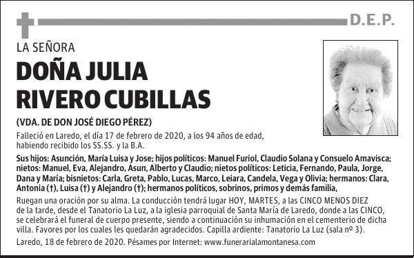 DOÑA JULIA RIVERO CUBILLAS