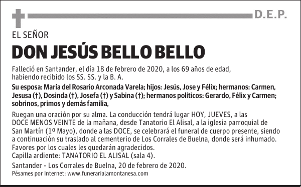 DON JESÚS BELLO BELLO