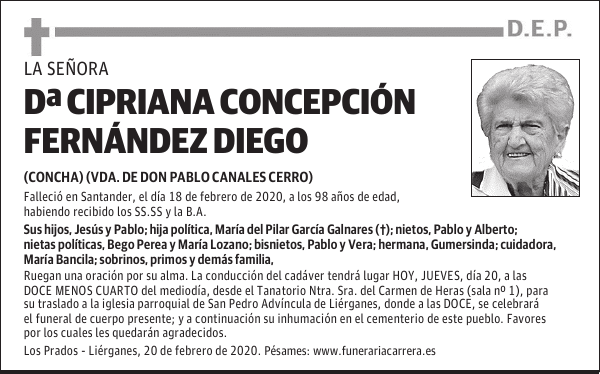 DOÑA CIPRIANA CONCEPCIÓN FERNÁNDEZ DIEGO