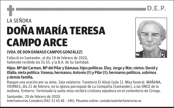 DOÑA MARÍA TERESA CAMPO ARCE