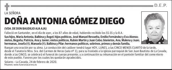 DOÑA ANTONIA GÓMEZ DIEGO