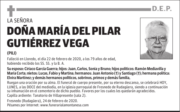 DOÑA MARÍA DEL PILAR GUTIÉRREZ VEGA