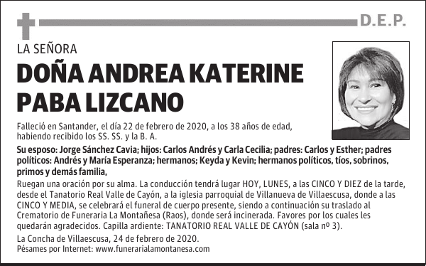 DOÑA ANDREA KATERINE PABA LIZCANO