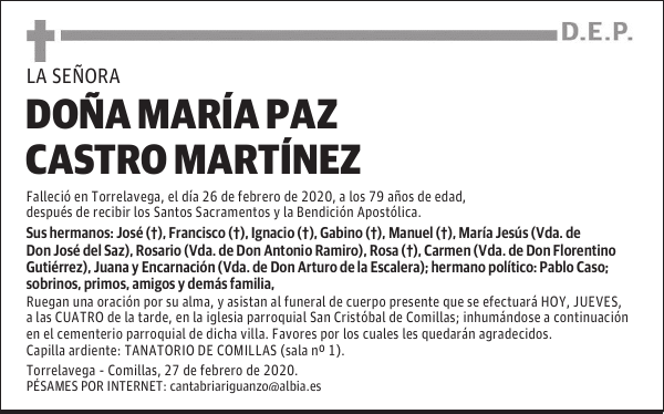 DOÑA MARÍA PAZ CASTRO MARTÍNEZ