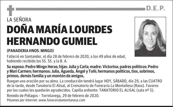 DOÑA MARÍA LOURDES HERNANDO GUMIEL