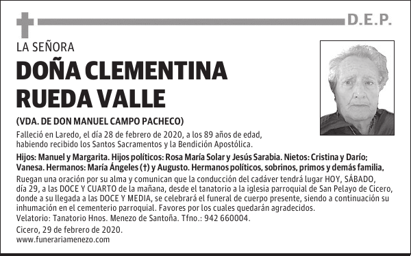 DOÑA CLEMENTINA RUEDA VALLE