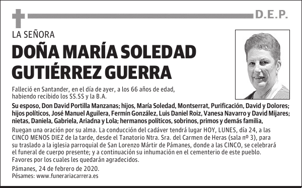 DOÑA MARÍA SOLEDAD GUTIÉRREZ GUERRA