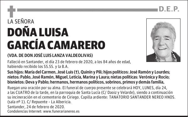 DOÑA LUISA GARCÍA CAMARERO