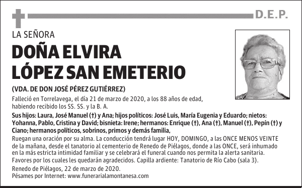 DOÑA ELVIRA LÓPEZ SAN EMETERIO