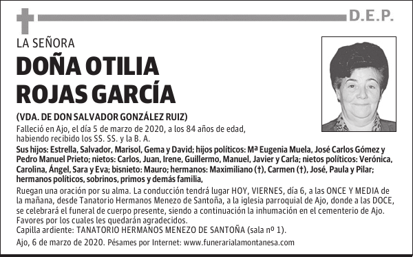 DOÑA OTILIA ROJAS GARCÍA