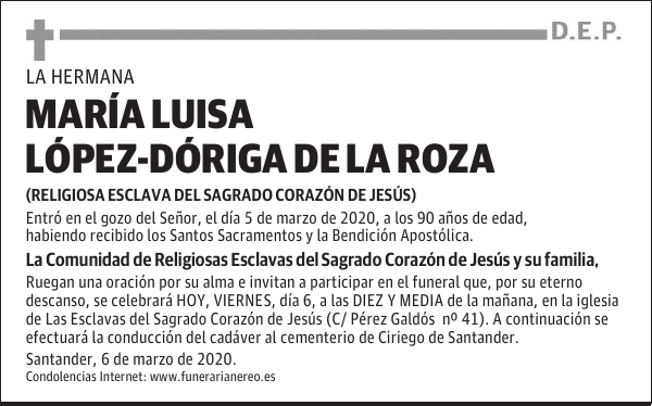 MARÍA LUISA LÓPEZ-DÓRIGA DE LA ROZA