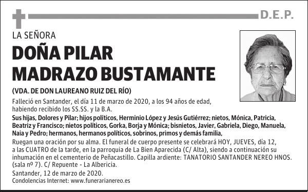 DOÑA PILAR MADRAZO BUSTAMANTE