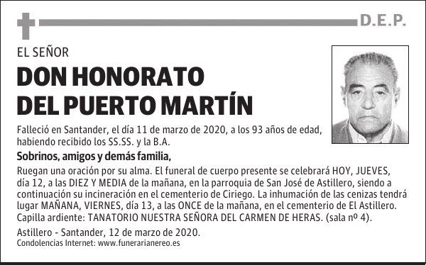 DON HONORATO DEL PUERTO MARTÍN