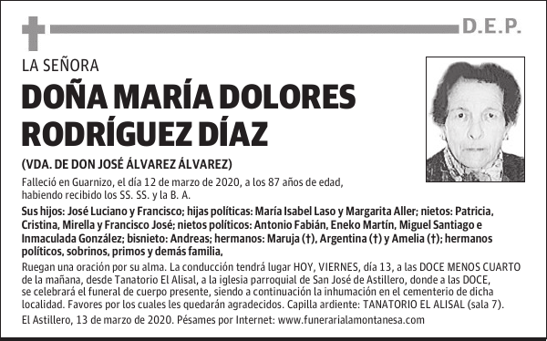 DOÑA MARÍA DOLORES RODRÍGUEZ DÍAZ