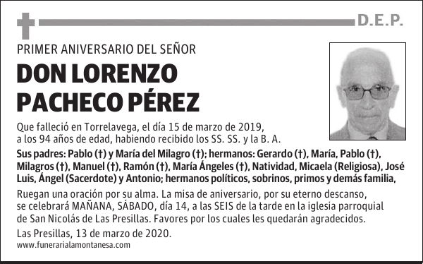 DON LORENZO PACHECO PÉREZ