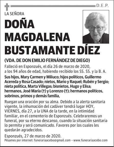 DOÑA MAGDALENA BUSTAMANTE DÍEZ