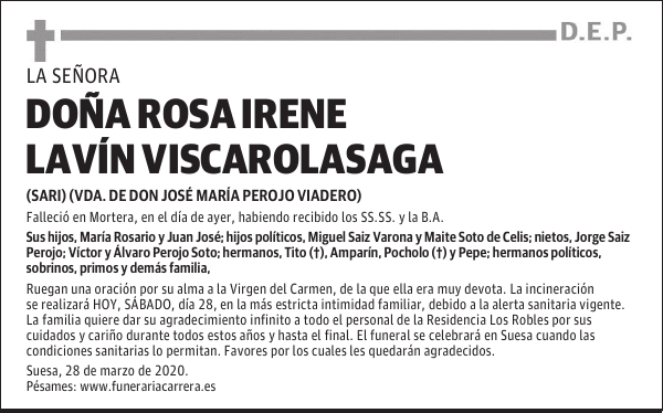 DOÑA ROSA IRENE LAVÍN VISCAROLASAGA