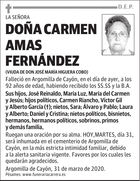 DOÑA CARMEN AMAS FERNÁNDEZ