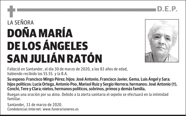 DOÑA MARÍA DE LOS ÁNGELES SAN JULIÁN RATÓN