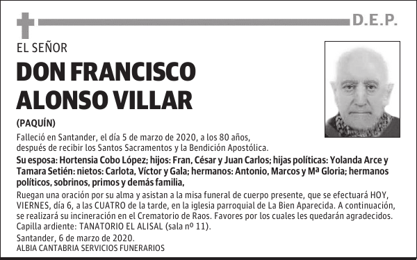 DON FRANCISCO ALONSO VILLAR