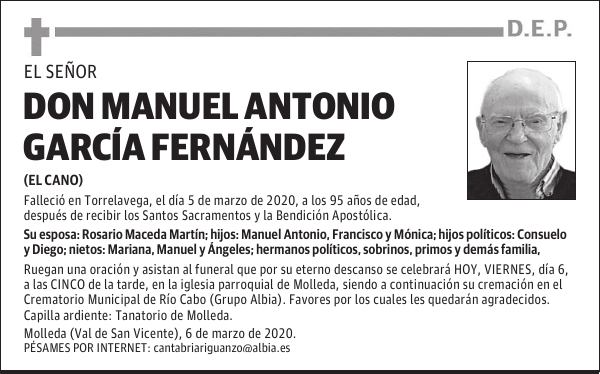 DON MANUEL ANTONIO GARCÍA FERNÁNDEZ