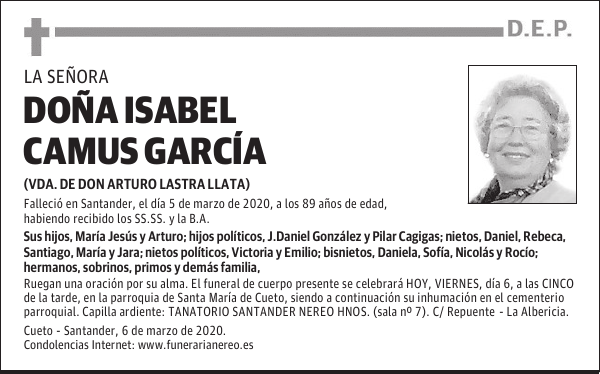 DOÑA ISABEL CAMUS GARCÍA