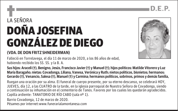 DOÑA JOSEFINA GONZÁLEZ DE DIEGO