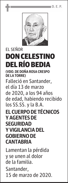 DON CELESTINO DEL RÍO BEDIA