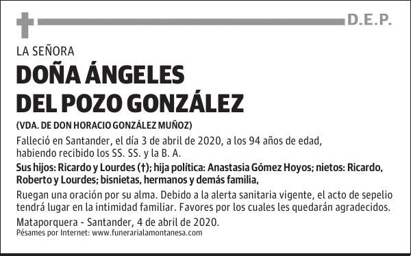 DOÑA ÁNGELES DEL POZO GONZÁLEZ