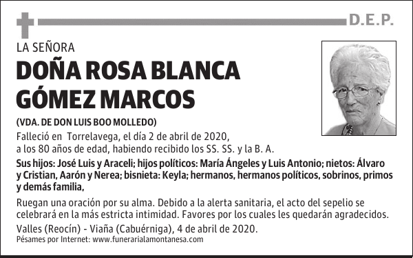 DOÑA ROSA BLANCA GÓMEZ MARCOS