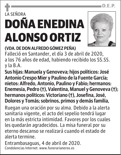 DOÑA ENEDINA ALONSO ORTIZ