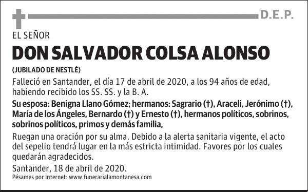 DON SALVADOR COLSA ALONSO