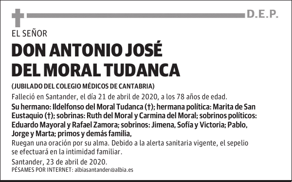 DON ANTONIO JOSÉ DEL MORAL TUDANCA