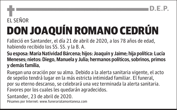 DON JOAQUÍN ROMANO CEDRÚN