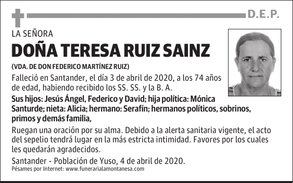 DOÑA TERESA RUIZ SAINZ