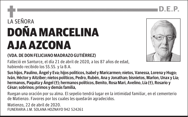 DOÑA MARCELINA AJA AZCONA