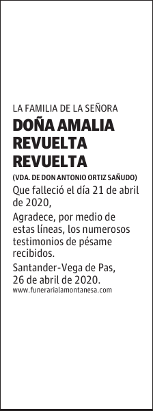 DOÑA AMALIA REVUELTA REVUELTA