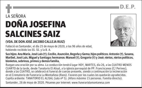 DOÑA JOSEFINA SALCINES SAIZ