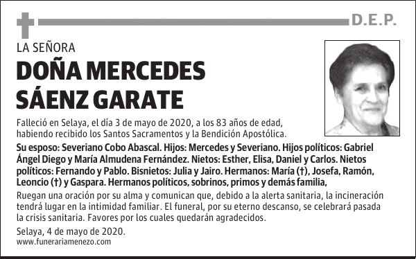 DOÑA MERCEDES SÁENZ GARATE