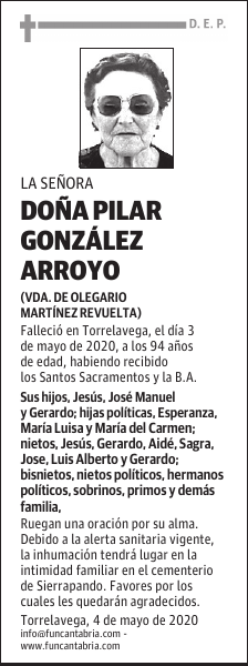 DOÑA PILAR GONZÁLEZ ARROYO