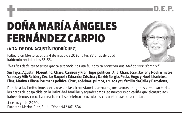 DOÑA MARÍA ÁNGELES FERNÁNDEZ CARPIO