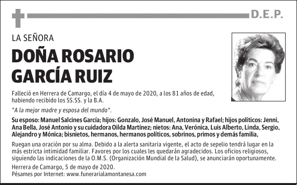 DOÑA ROSARIO GARCÍA RUIZ