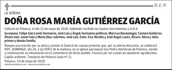 DOÑA ROSA MARÍA GUTIÉRREZ GARCÍA