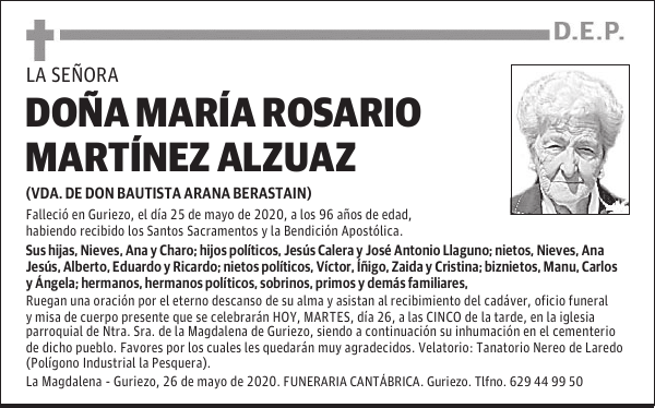 DOÑA MARÍA ROSARIO MARTÍNEZ ALZUAZ