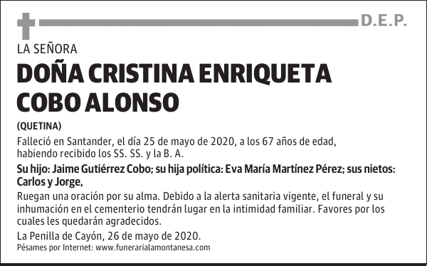 DOÑA CRISTINA ENRIQUETA COBO ALONSO
