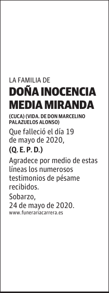 DOÑA INOCENCIA MEDIA MIRANDA