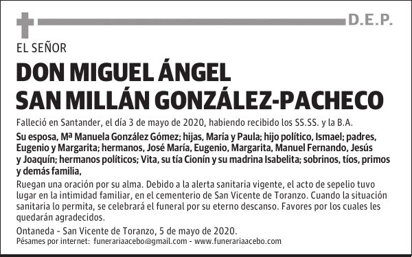 DON MIGUEL ÁNGEL SAN MILLÁN GONZÁLEZ-PACHECO